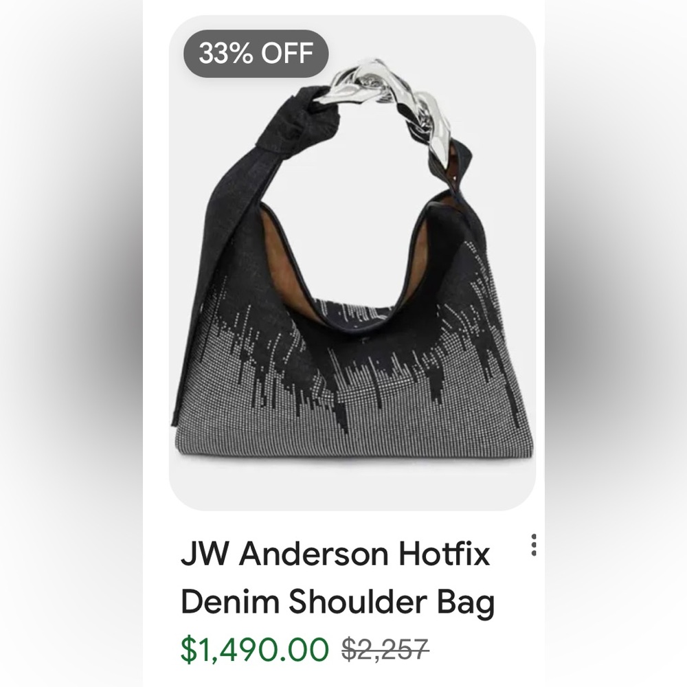 PRICE CUT; JW Anderson Hotfix Hobo Denim Studded Bag, Silver tone hardware. HOT - Picture 8 of 8